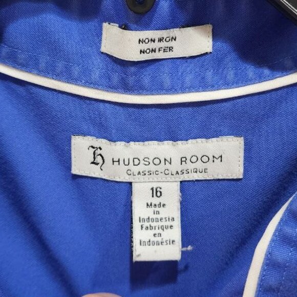 Hudson Room Shirt Men's Size 16 Blue Long Sleeve Classic Button Down 100% Cotton - Picture 7 of 11
